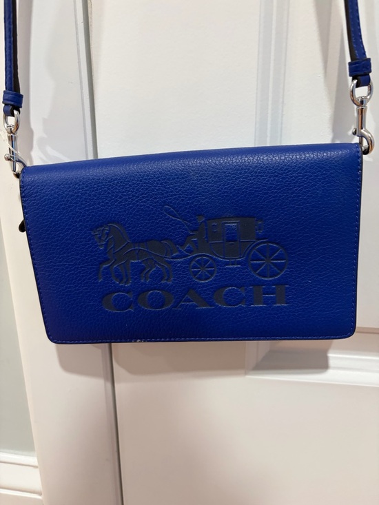 Coach Handbags - Coach Cobalt Blue Pebbled Leather Crossbody with Embossed Carriage